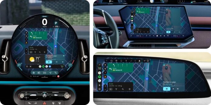 Composición de tres fotografías cedidas este 12 de mayo por Google que muestra perspectivas de la función denominada 'Live Lane Guidance' ('guía de carril en vivo'), que utiliza la cámara frontal del automóvil para analizar el entorno en tiempo real y anunciar el momento idóneo para cambiar de carril, en Nueva York (NY, EE.UU.). EFE/Google
