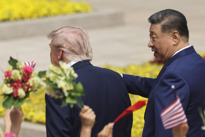BEIJING (China), 14/05/2026.- Los presidentes de China y Estados Unidos, Xi Jinping y Donald Trump, en su encuentro en Pekín. EFE/EPA/Maxim Shemetov / POOL

