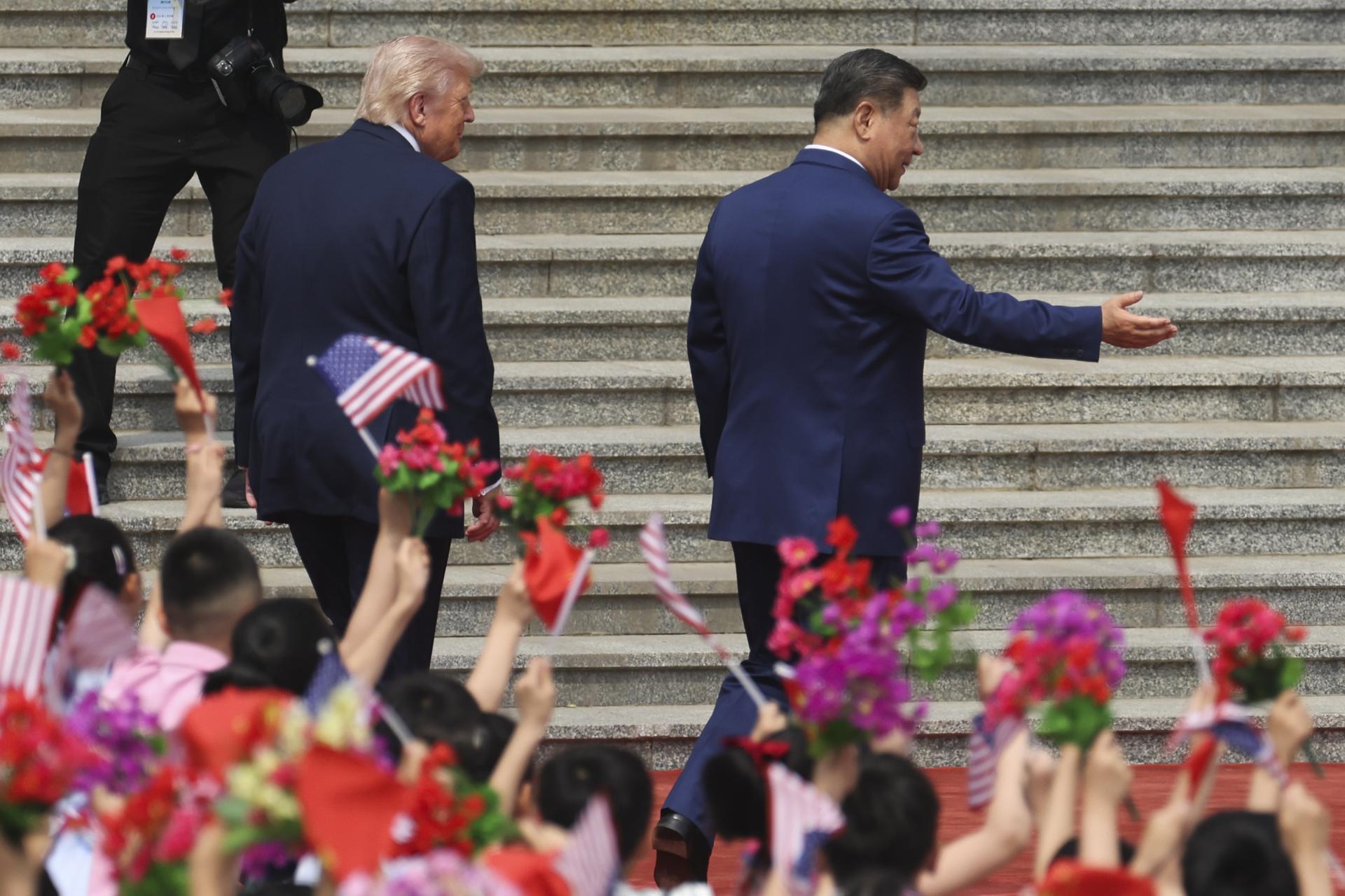 BEIJING (China), 14/05/2026.- Los presidentes de China y Estados Unidos, Xi Jinping y Donald Trump, durante su encuentro en Pekín. EFE/EPA/Maxim Shemetov / POOL
