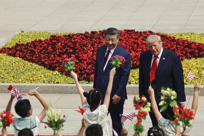 BEIJING (China), 14/05/2026.- Los presidentes de Estados Unidos y China, Donald Trump y Xi Jinping, durante encuentro en Pekín. EFE/EPA/Maxim Shemetov / POOL
