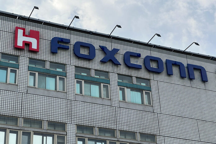 Imagen de archivo del logotipo de Hon Hai (Foxconn), el mayor ensamblador de productos electrónicos del mundo. EFE/Javier Castro Bugarín
