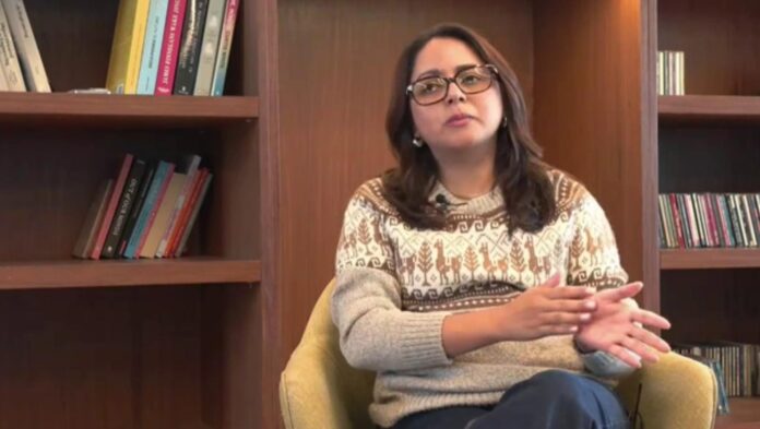 Captura de un video en el que aparece la hondureña Denia Arteaga, del equipo de Justicia de Género de Oxfam, durante una entrevista con EFE, este 14 de mayo, en Buenos Aires (Argentina). EFE
