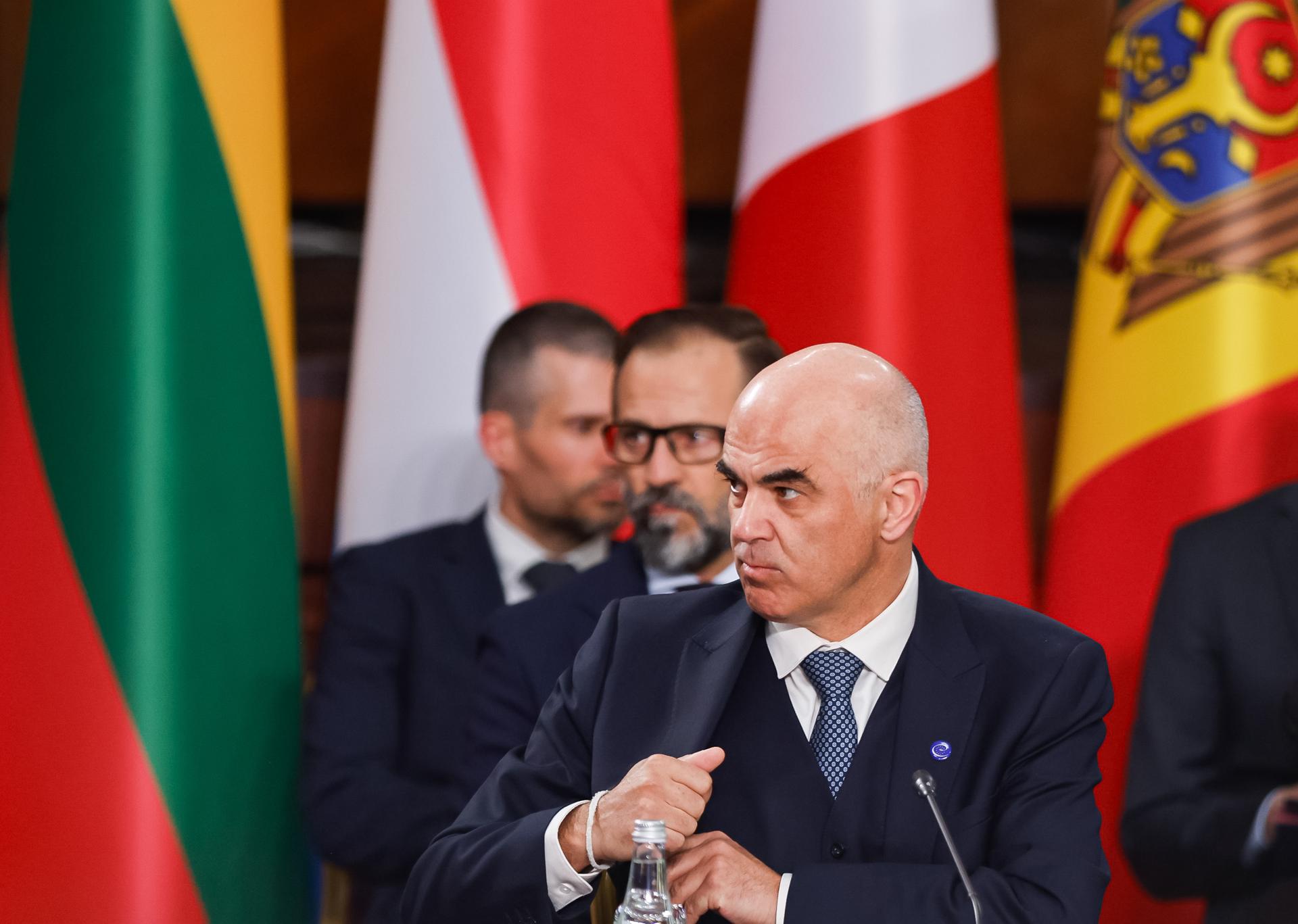 El secretario general del Consejo de Europa, Alain Berset, durante la reunión de ministros de Asuntos Exteriores del Consejo de Europa en Chisinau, Moldavia, el 15 de mayo de 2026.  EFE/EPA/DUMITRU DORU
