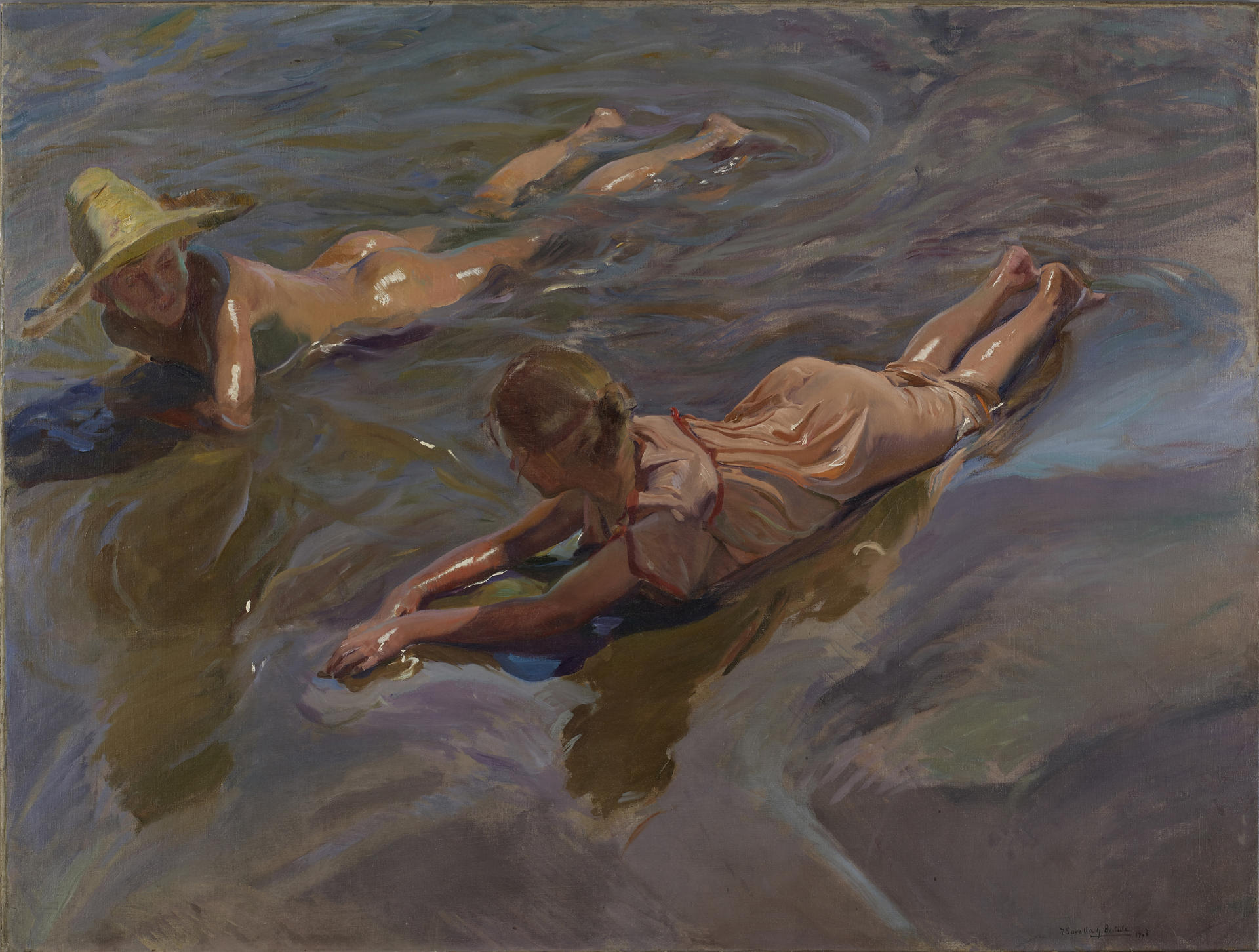 Fotografía cedida por Sotheby's de la obra 'Idilio en el mar' pintada en 1909 por el español Joaquín Sorolla y Bastida. EFE/Sotheby's
