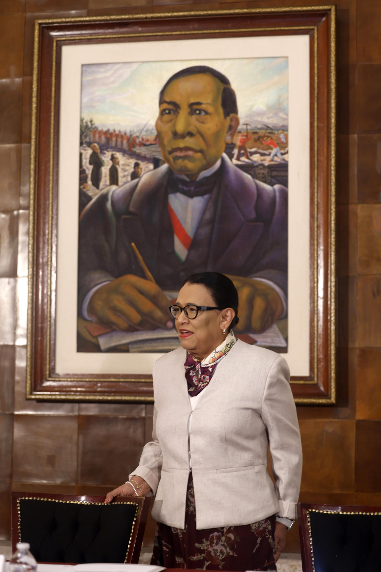 La secretaria de Gobernación de México, Rosa Icela Rodríguez, asiste a una rueda de prensa este martes, en Ciudad de México (México). EFE/ Sáshenka Gutiérrez
