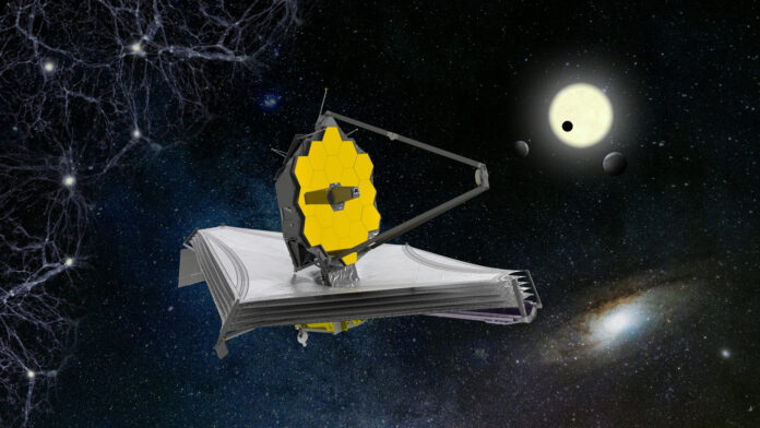 Impresión artística del telescopio espacial James Webb, un proyecto de la NASA, la Agencia Espacial Europea (ESA) y la canadiense CSA. Crédito: ESA/ATG medialab
