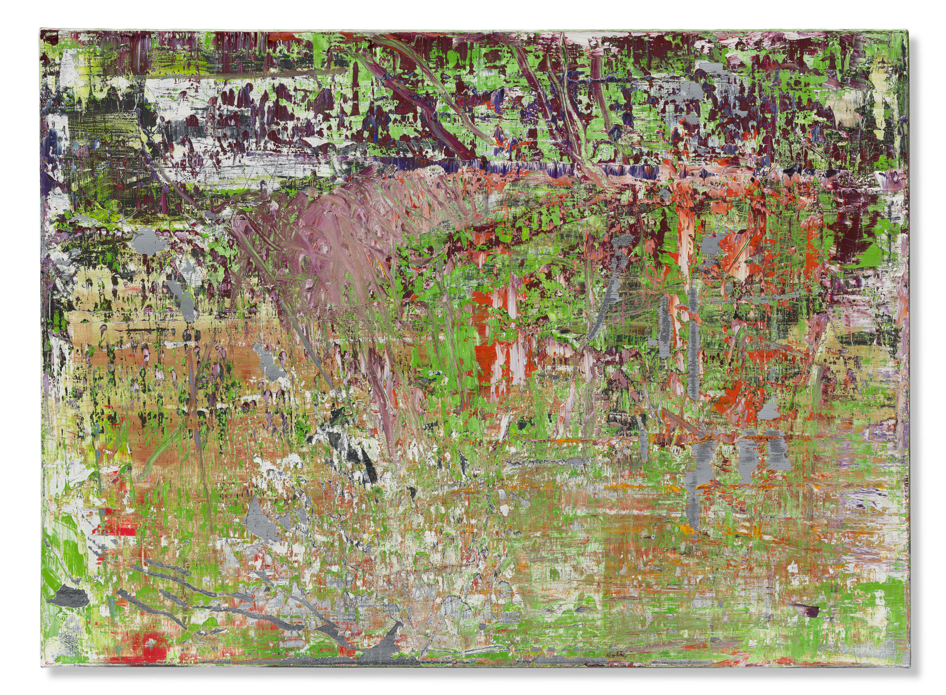 Fotografía cedida por Christie's que muestra la obra 'Abstraktes Bild' (2008) del artista alemán Gerhard Richter que se vendió por 5,07 millones de dólares en una subasta este miércoles, en Nueva York (Estados Unidos). EFE/Christie's
