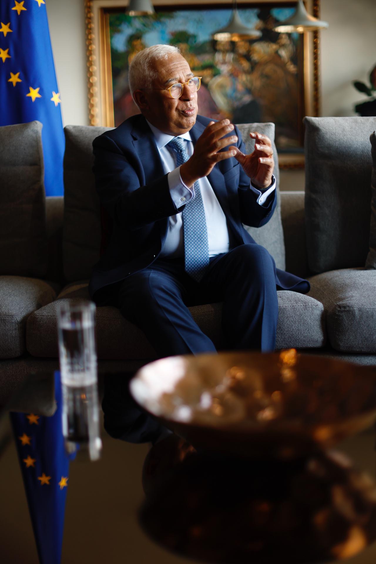 El presidente del Consejo Europeo, António Costa, habla en una entrevista con EFE este jueves, en Ciudad de México (México). EFE/Sáshenka Gutiérrez
