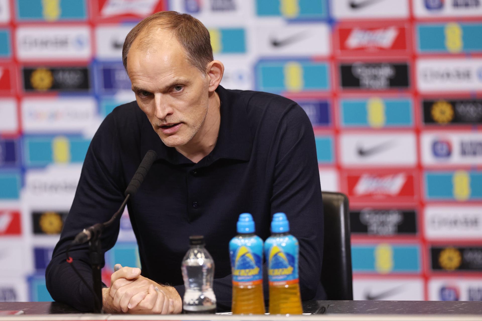 El seleccionador de Inglaterra, el alemán Thomas Tuchel, durante la rueda de prensa de este viernes. EFE/NEIL HALL