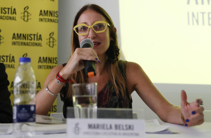 Fotografía de archivo en la que se captó a la directora ejecutiva de Amnistía Internacional Argentina, Mariela Belski, durante una rueda de prensa, en Buenos Aires (Argentina). EFE/David Fernández
