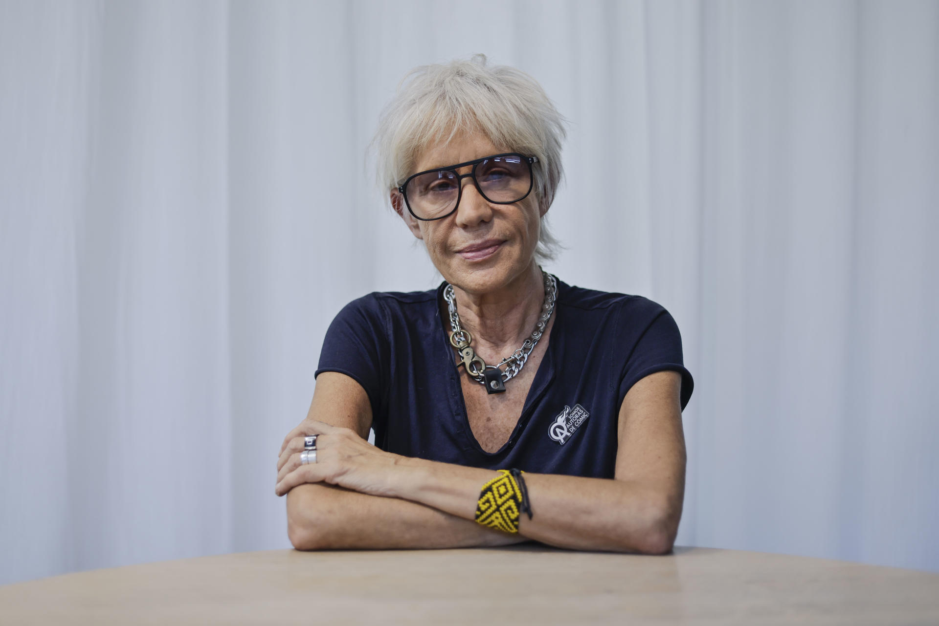 La historietista argentina Maitena Burundarena durante la entrevista con EFE en Madrid, donde será una de las protagonistas de la Feria del Libro.  EFE/ Marcos Villaoslada
