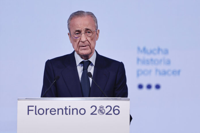 Foto de archivo del presidente del Real Madrid, Florentino Pérez, durante la presentación de su candidatura a las elecciones del club, bajo el lema 