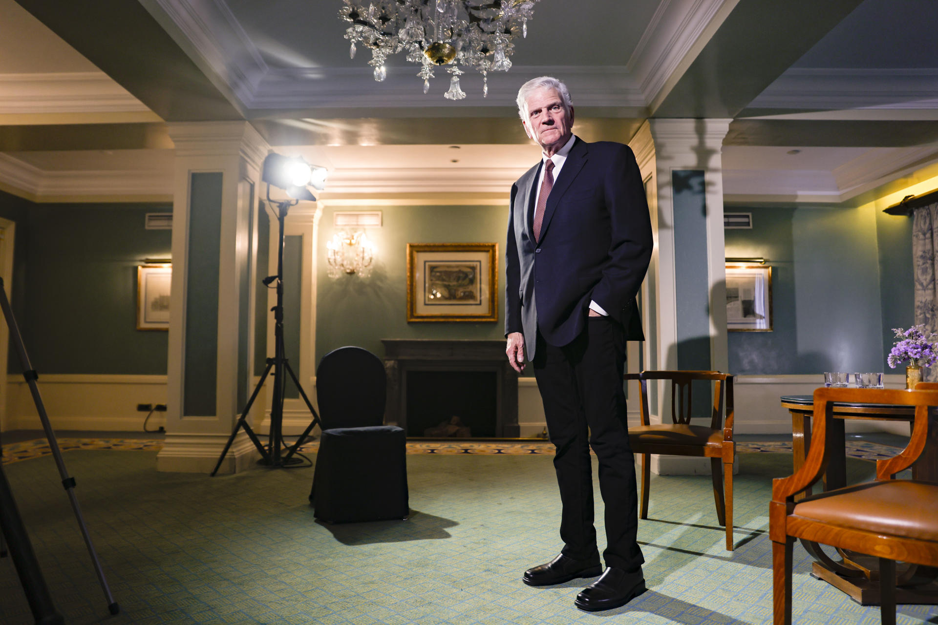 Madrid, 29/05/2026.- El famoso y polémico pastor evangélico Franklin Graham, durante una entrevista con EFE en Madrid, donde este fin de semana es el invitado principal del Festival de la Esperanza, que va a reunir a miles de fieles evangélicos en un controvertido acto donde las alabanzas a Dios se mezclarán con discursos políticos ultraconservadores y ataques a los derechos de las mujeres y la comunidad LGBTIQ.- EFE/Marcos Villaoslada
