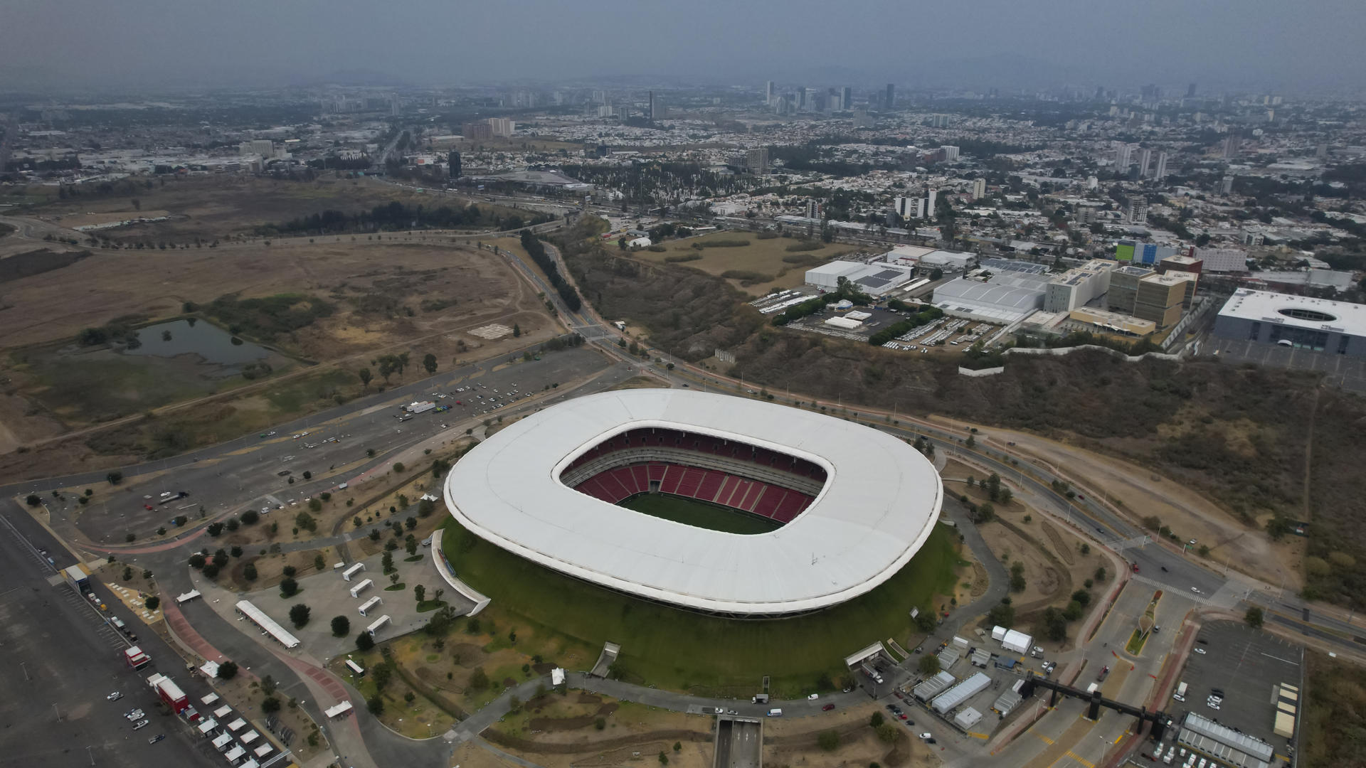 Fotografía aérea del estadio Akron, en Guadalajara, Jalisco (México). EFE/ Francisco Guasco