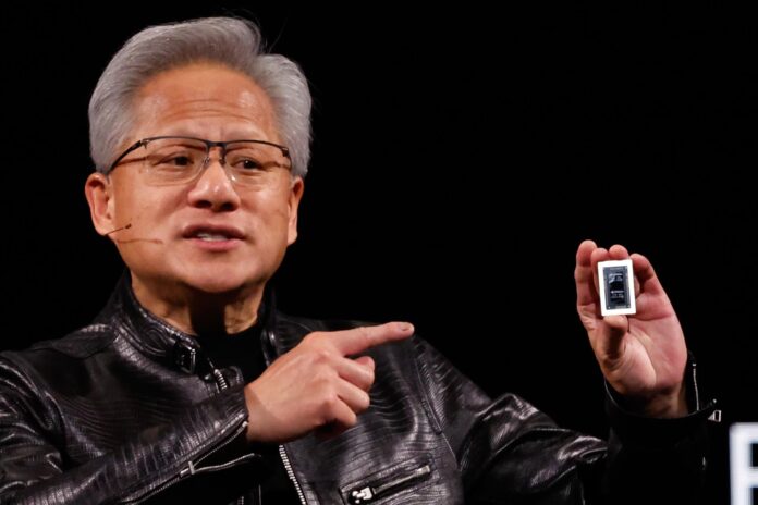 El director ejecutivo del gigante estadounidense de chips Nvidia, Jensen Huang, durante un acto en Taiwán.
EFE/EPA/RITCHIE B. TONGO
