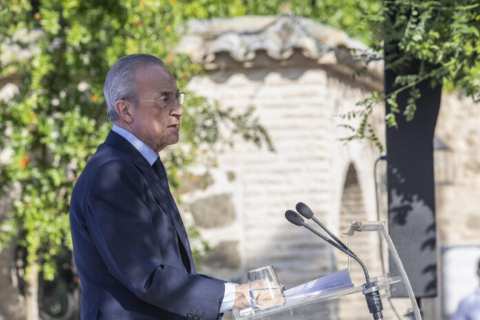 Florentino Pérez, candidato a la presidencia del Real Madrid, durante un acto con socios en Toledo el pasado 1 de junio. EFE/Ángeles Visdómine
