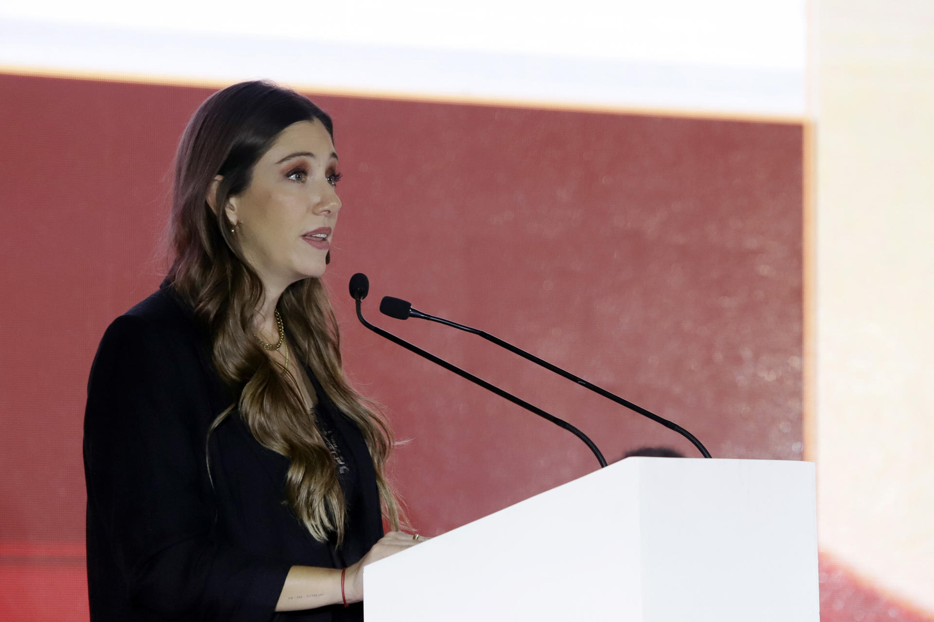 La directora de Smart City, Fabiola Vega, habla durante la clausura del Smart City Expo LATAM Congress en Puebla (México). EFE/ Hilda Ríos

