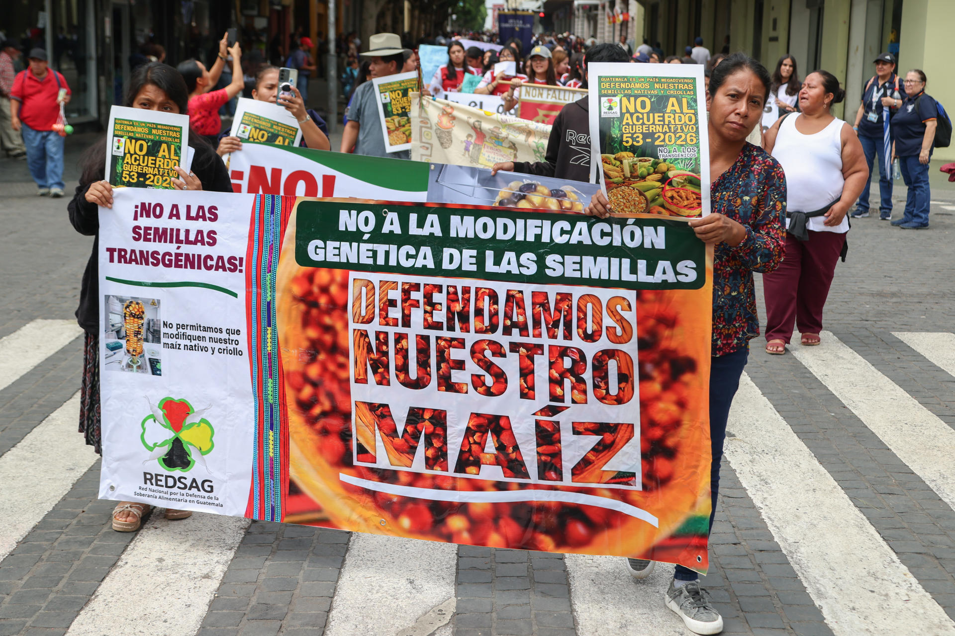 Integrantes de organizaciones religiosas, civiles y académicas agrupadas en el colectivo 'Caminata Ecológica' se manifiestan con motivo del Día Mundial del Medio Ambiente este viernes, en el centro de la Ciudad de Guatemala (Guatemala). EFE/ Mariano Macz

