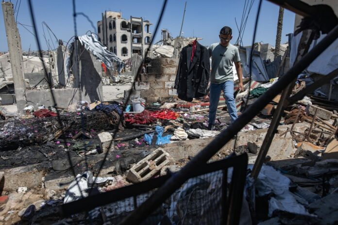 Imagen reciente de la Franja de Gaza tras los bombardeos israelíes. EFE/EPA/HAITHAM IMAD
