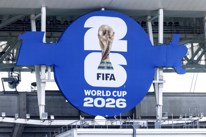 Logo de la Copa del Mundo de Fútbol 2026 en el Hard Rock stadium, en Miami. EFE/EPA/CRISTOBAL HERRERA-ULASHKEVICH
