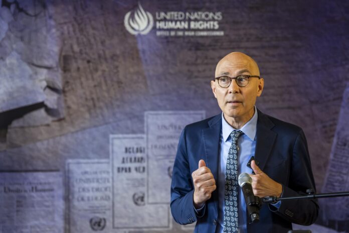 El Alto Comisionado de la ONU para los Derechos Humanos, Volker Turk, habla con los medios en la Oficina del Alto Comisionado de las Naciones Unidas para los Derechos Humanos (ACNUDH) Palais Wilson, en Ginebra, Suiza, 10 de junio de 2026. (Suiza, Ginebra) EFE/EPA/MARTIAL TREZZINI

