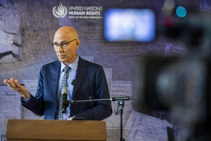 - El Alto Comisionado de las Naciones Unidas para los Derechos Humanos, Volker Turk, habla con los medios, en la Oficina del Alto Comisionado de las Naciones Unidas para los Derechos Humanos (ACNUDH) Palais Wilson, en Ginebra, Suiza, 10 de junio de 2026. (Suiza, Ginebra) EFE/EPA/MARTIAL TREZZINI

