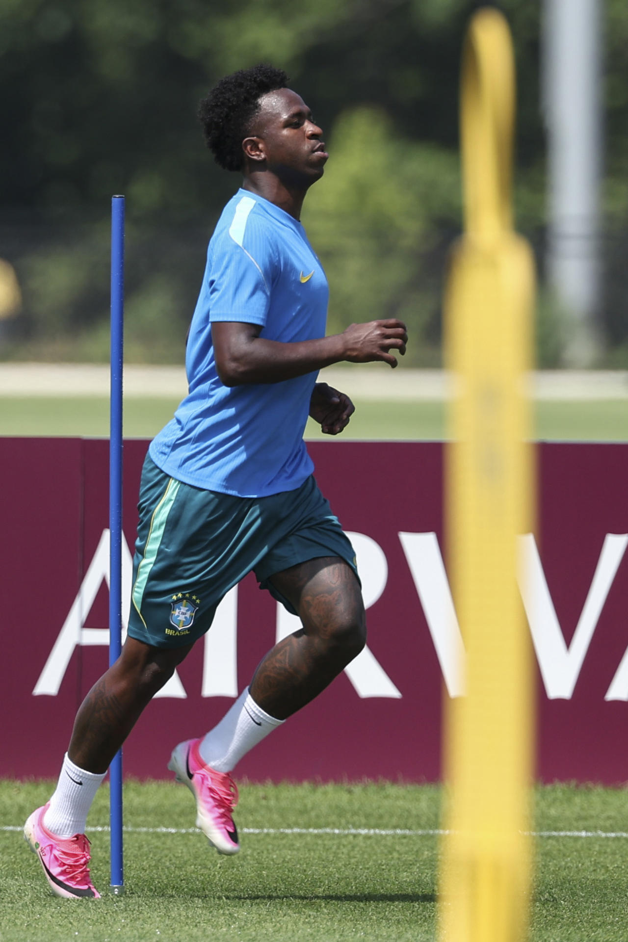 Vinicius Jr, de Brasil, en un entrenamiento en Morristown, New Jersey (EE.UU.). EFE/SEBASTIÃO MOREIRA