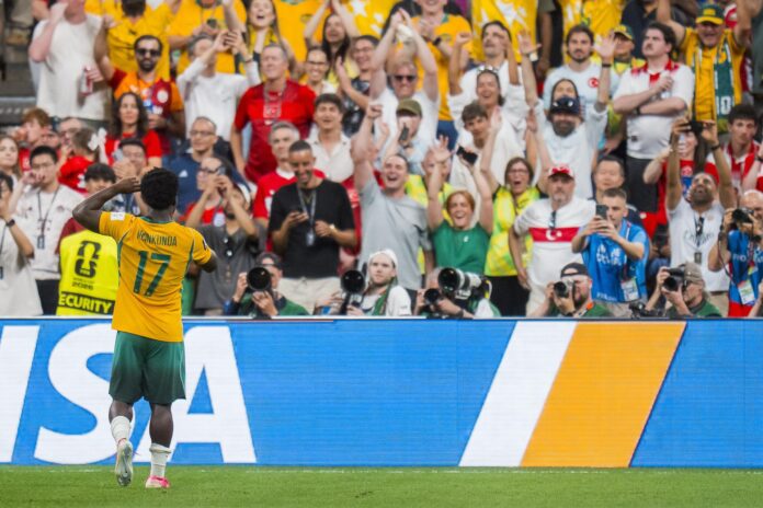 Nestory Irankunda, de Australia, celebra su gol en la primera parte durante el partido de la fase de grupos de la Copa Mundial de la FIFA 2026 entre Australia y Turquía, en Vancouver, Canadá. EFE/EPA/BOB FRID
 
//////////
 
VANCOUVER (Canada), 14/06/2026.- Nestory Irankunda of Australia celebrates his goal in the first half during the FIFA World Cup 2026 group stage match Australia against Turkey, in Vancouver, Canada, 13 June 2026. (Turquía) EFE/EPA/BOB FRID

