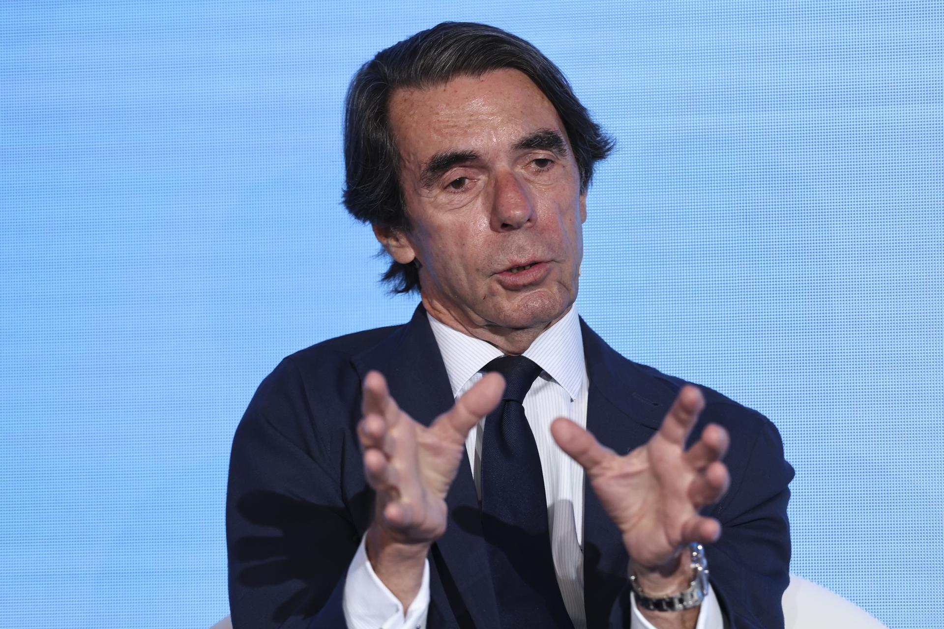 .- José María Aznar, ex Presidente del Gobierno de España, interviene durante la II Cumbre de Lisboa, en Lisboa (Portugal), el 16 de junio de 2026. El evento fue organizado por el canal NOW (Medialivre) bajo el lema 'La Gran Transformación: El Mundo en una Era de Incertidumbre'. (España, Lisboa) EFE/EPA/ANTONIO COTRIM