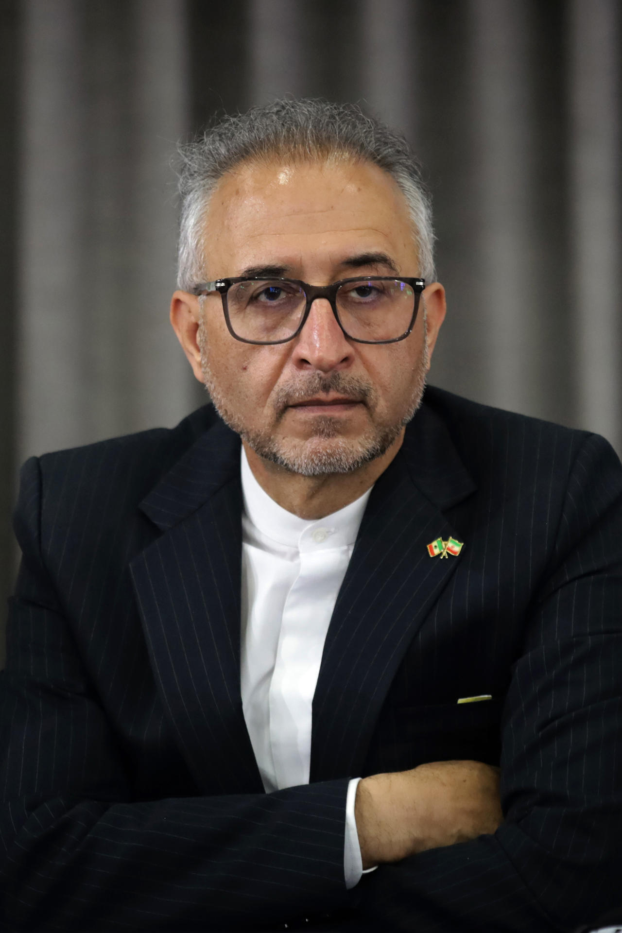El embajador de Irán en México, Abolfazl Pasandideh asiste a una rueda de prensa este martes, en Tijuana (México). EFE/ Joebeth Terríquez
