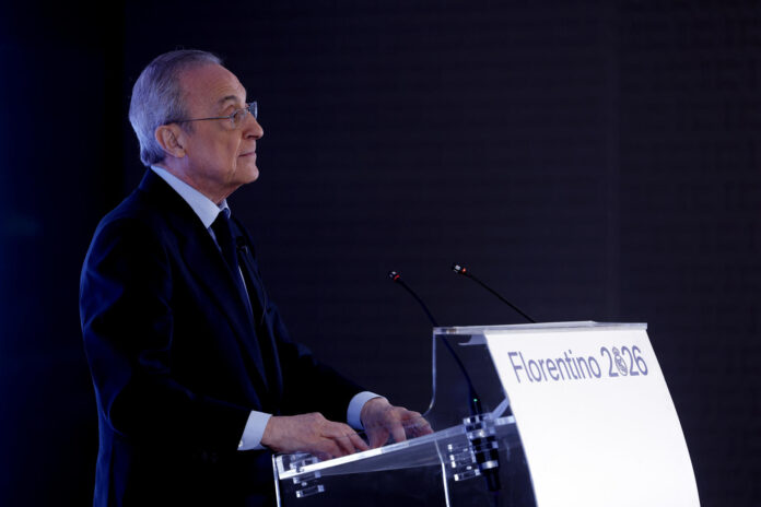 El presidente del Real Madrid, Florentino Pérez, en una imagen de archivo de la campaña a la presidencia del club. EFE/Javier Lizón
