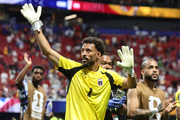Fotografía del 15 de junio de 2026 en la que se ve al portero Vozinha, de Cabo Verde, al reaccionar tras el partido de la fase de grupos de la Copa Mundial de la FIFA 2026 entre España y Cabo Verde, en Atlanta (EE.UU.). EFE/RONALD WITTEK
