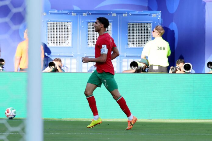 Achraf Hakimi, de Marruecos, celebra el gol 0-1 durante el partido de la fase de grupos de la Copa Mundial de la FIFA 2026 entre Brasil y Marruecos, en East Rutherford, Nueva Jersey, EE.UU. El jugador marroquí del París Saint-Germain Achraf Hakimi será juzgado en Francia como presunto autor de una violación, después de que el Tribunal de Apelación rechazara su recurso para evitar sentarse en el banquillo de los acusados tras haber sido denunciado por una joven en 2023. EFE/EPA/OLGA FEDOROVA
 
//////////
 
NEW JERSEY (United States), 13/06/2026.- Achraf Hakimi of Morocco celebrates the 0-1 goal during the FIFA World Cup 2026 group stage match Brazil against Morocco, in East Rutherford, New Jersey, USA, 13 June 2026. (Brasil, Marruecos) EFE/EPA/OLGA FEDOROVA

