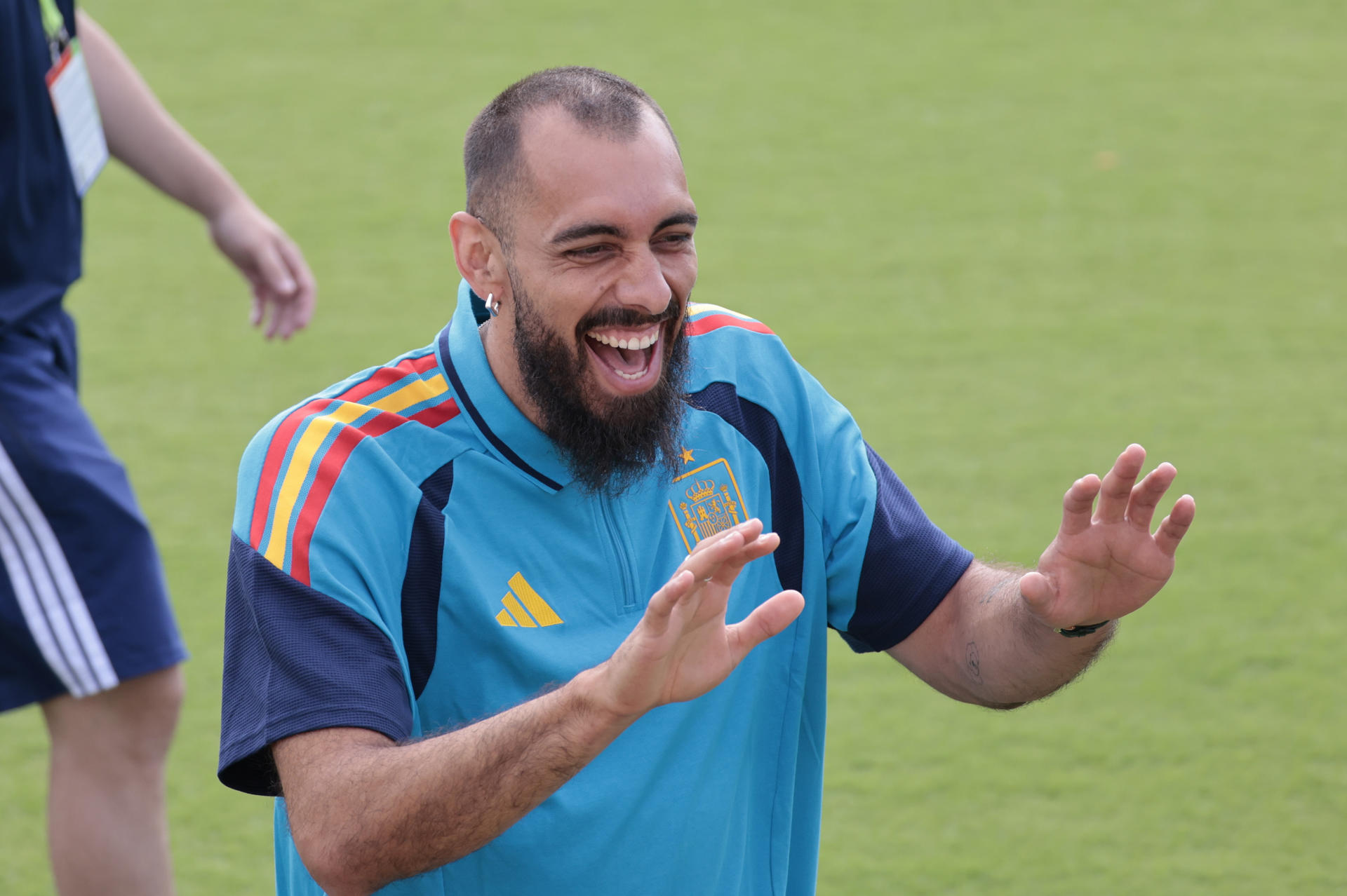El delantero de la selección española Borja Iglesias este sábado en Atlanta durante el entrenamiento del equipo, en la víspera del partido del Mundial 2026 que les enfrenta a Araba Saudí. EFE/Lavandeira Jr
