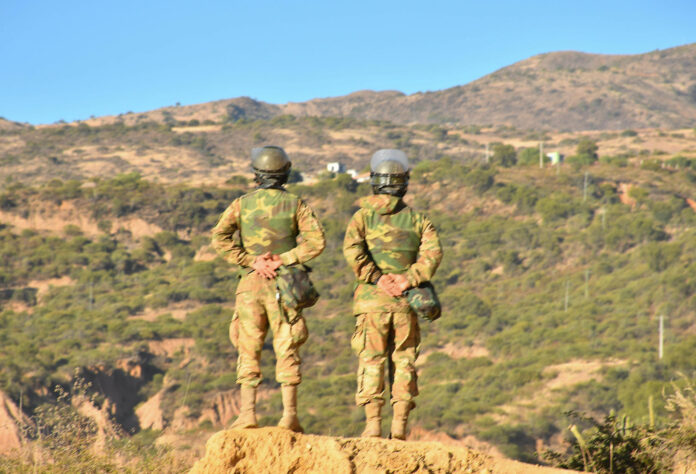 Integrantes del Ejercito de Bolivia custodian para evitar nuevos puntos de bloqueo este 20 de junio de 2026, en Parotani (Bolivia). EFE/Jorge Ábrego
