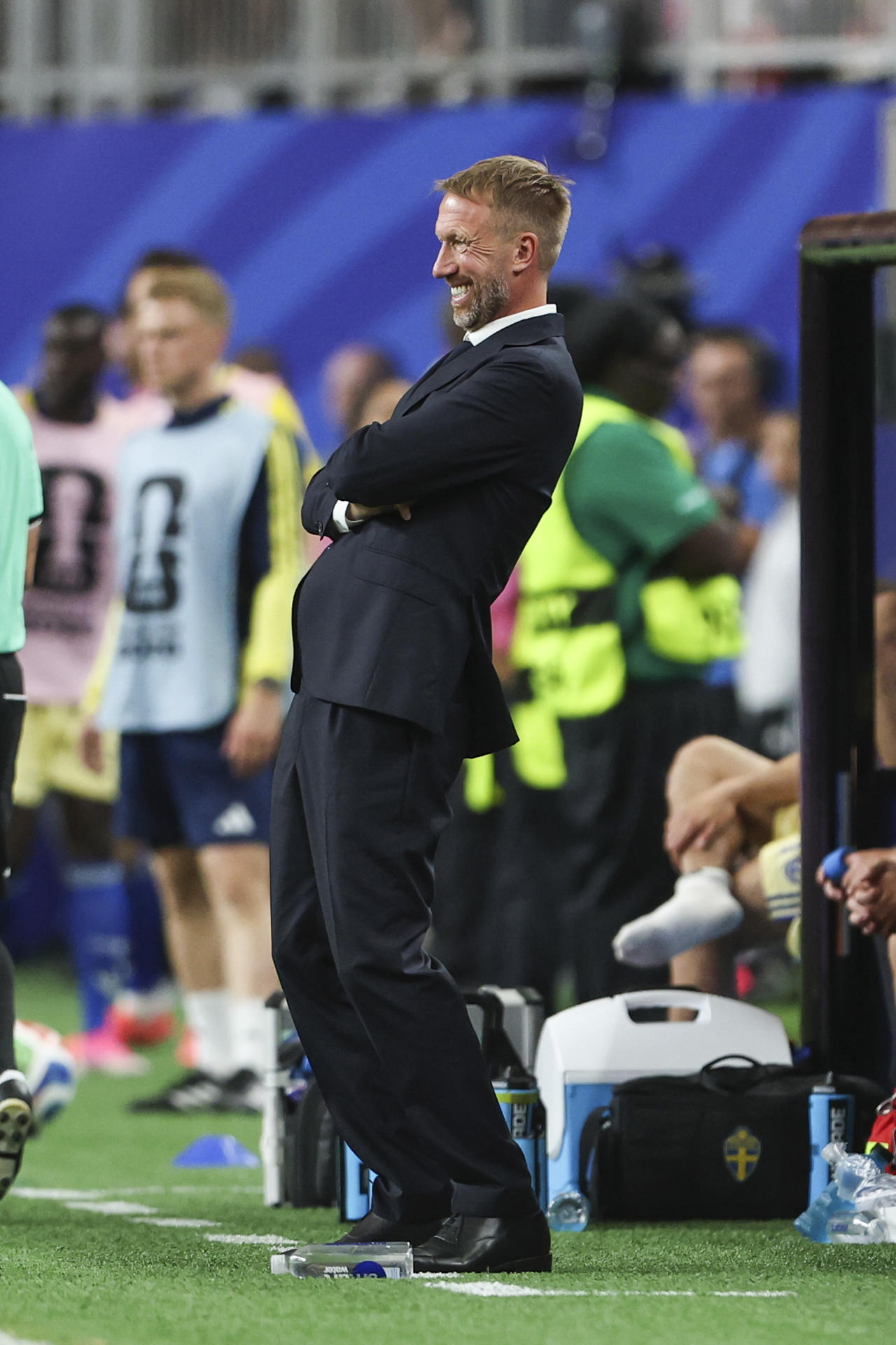 El seleccionador de Suecia, Graham Potter, durante el partido Países Bajos - Suecia del Mundial 2026 disputado este sábado en Houston (EE.UU.). EFE/Carlos Ramírez