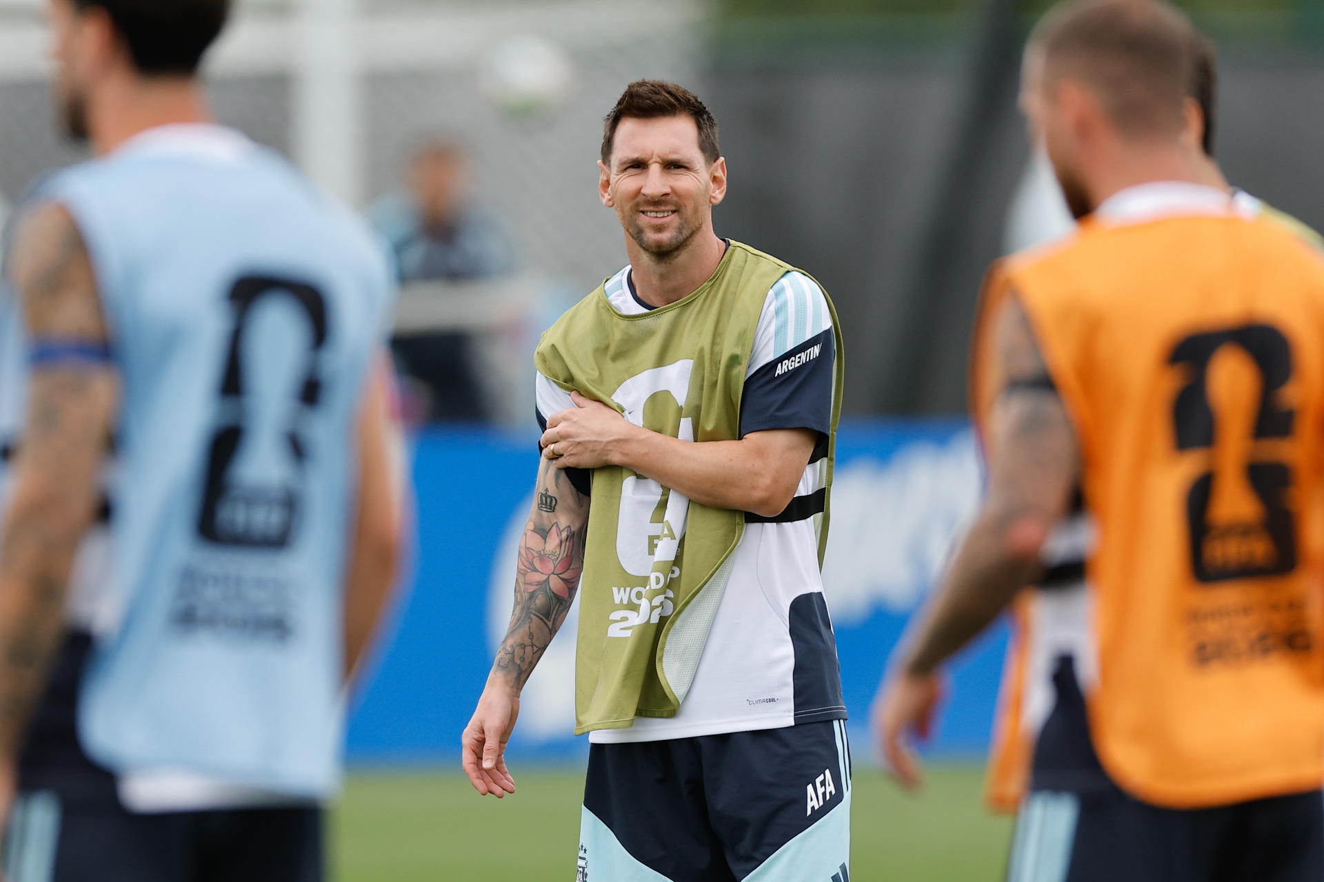 El delantero de la selección argentina Lionel Messi, durante un entrenamiento este domingo en el Sporting KC Training Centre de Kansas City. EFE/Juan Ignacio Roncoroni
