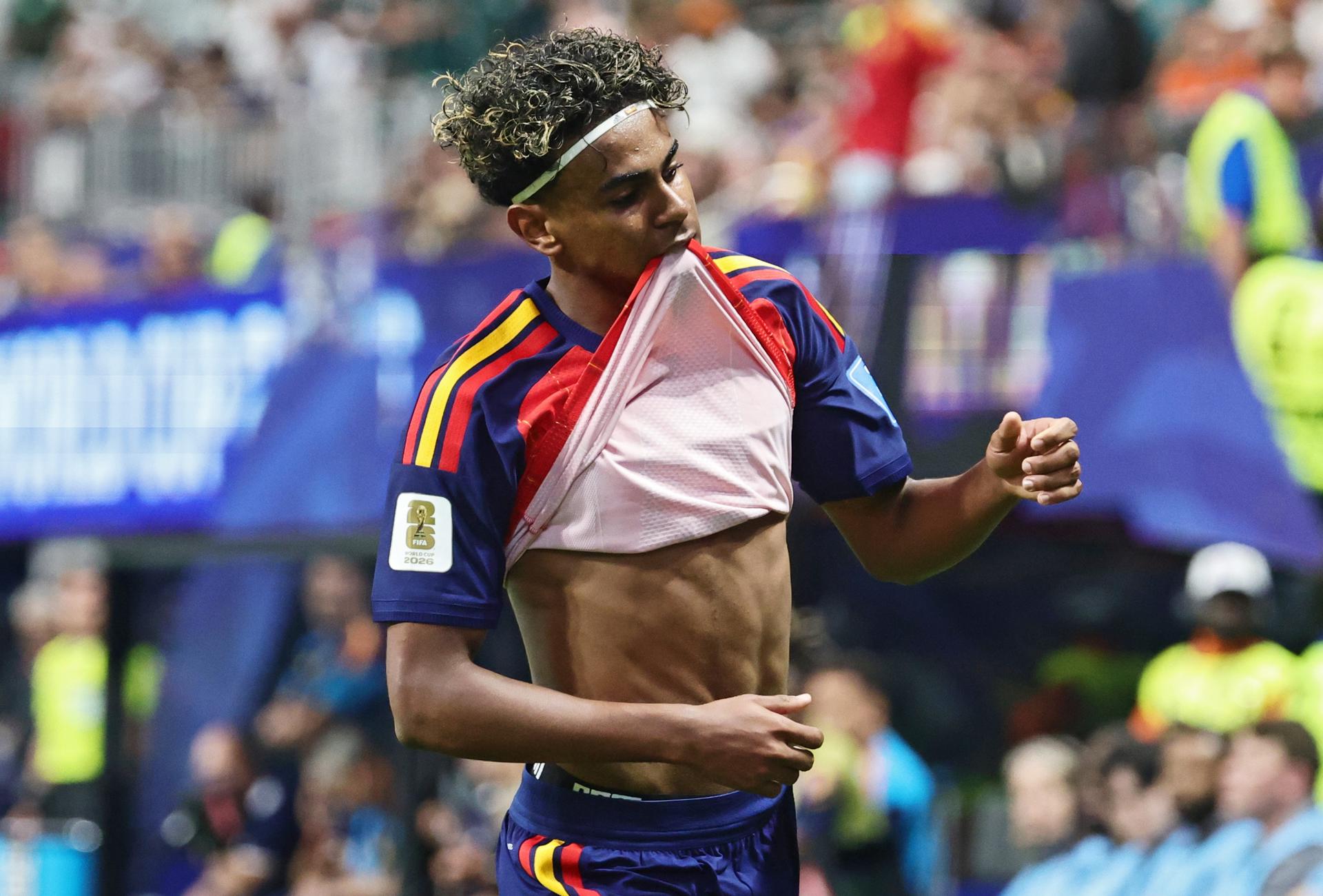 Lamine Yamal condujo este domingo en Atlanta la primera notable exhibición de España en el Mundial. EFE/EPA/RONALD WITTEK
