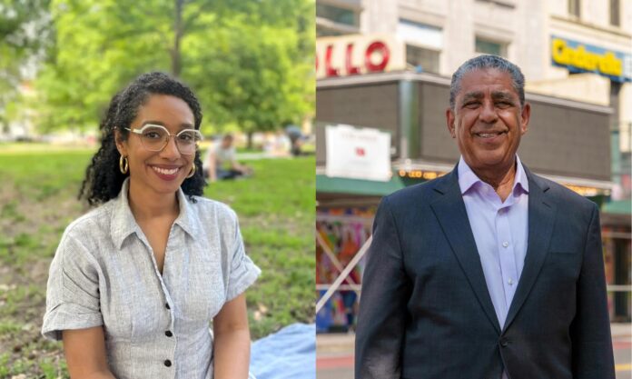 Combo de fotografías cedidas por las campañas electorales de los aspirantes al Congreso por Nueva York la socialista Darializa Ávila Chevalier y el demócrata Adriano Espaillat. EFE/Darializa for Congress / Espaillat for Congress
