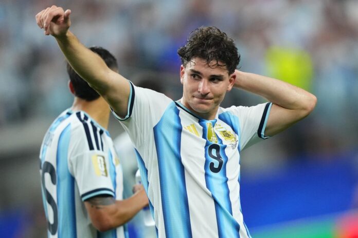 Julián Alvarez, en el partido de este lunes entre Argentina y Austria. EFE/EPA/JEFFREY MCWHORTER
