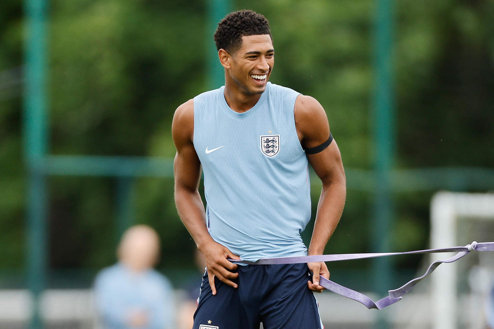 El delantero inglés Jude Bellingham durante el entrenamiento de Inglaterra en Kansas de cara al partido frente a Ghana en el Mundial 2026. EFE/Juan Ignacio Roncoroni