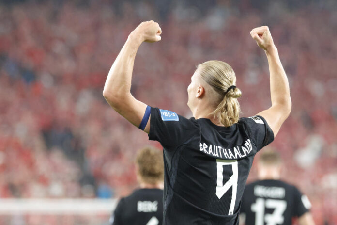 Erling Haaland de Noruega celebra un gol ante Senegal en el grupo I del Mundial 2026 en el estadio MetLife en Nueva Jersey. EFE/Sebastiao Moreira

