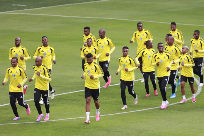 Jugadores de la selección de fútbol de Sudáfrica participan en un entrenamiento en el estado de Hidalgo, en Pachuca (México). Imagen de archivo. EFE/ David Martínez Pelcastre
