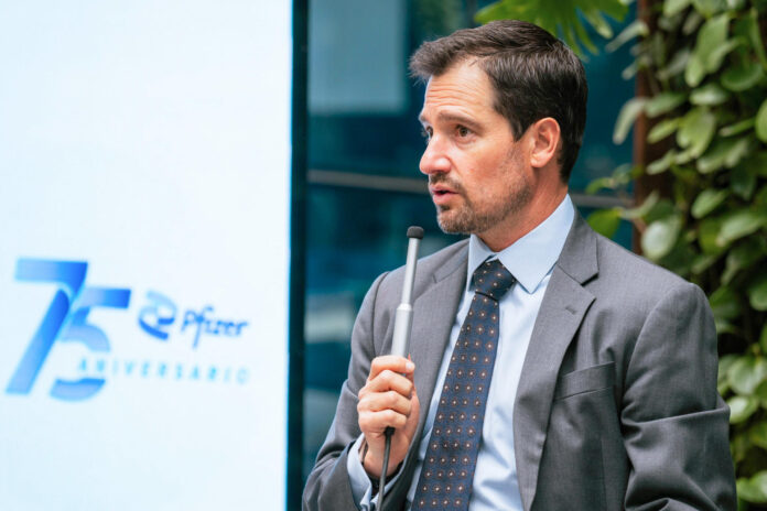 Director general de Pfizer México, Juan Luis Morell, hablando en Ciudad de México (México). EFE/ Pfizer  /SOLO USO EDITORIAL/NO VENTAS/ SOLO DISPONIBLE PARA ILUSTRAR LA NOTICIA QUE ACOMPAÑA (CRÉDITO OBLIGATORIO)
