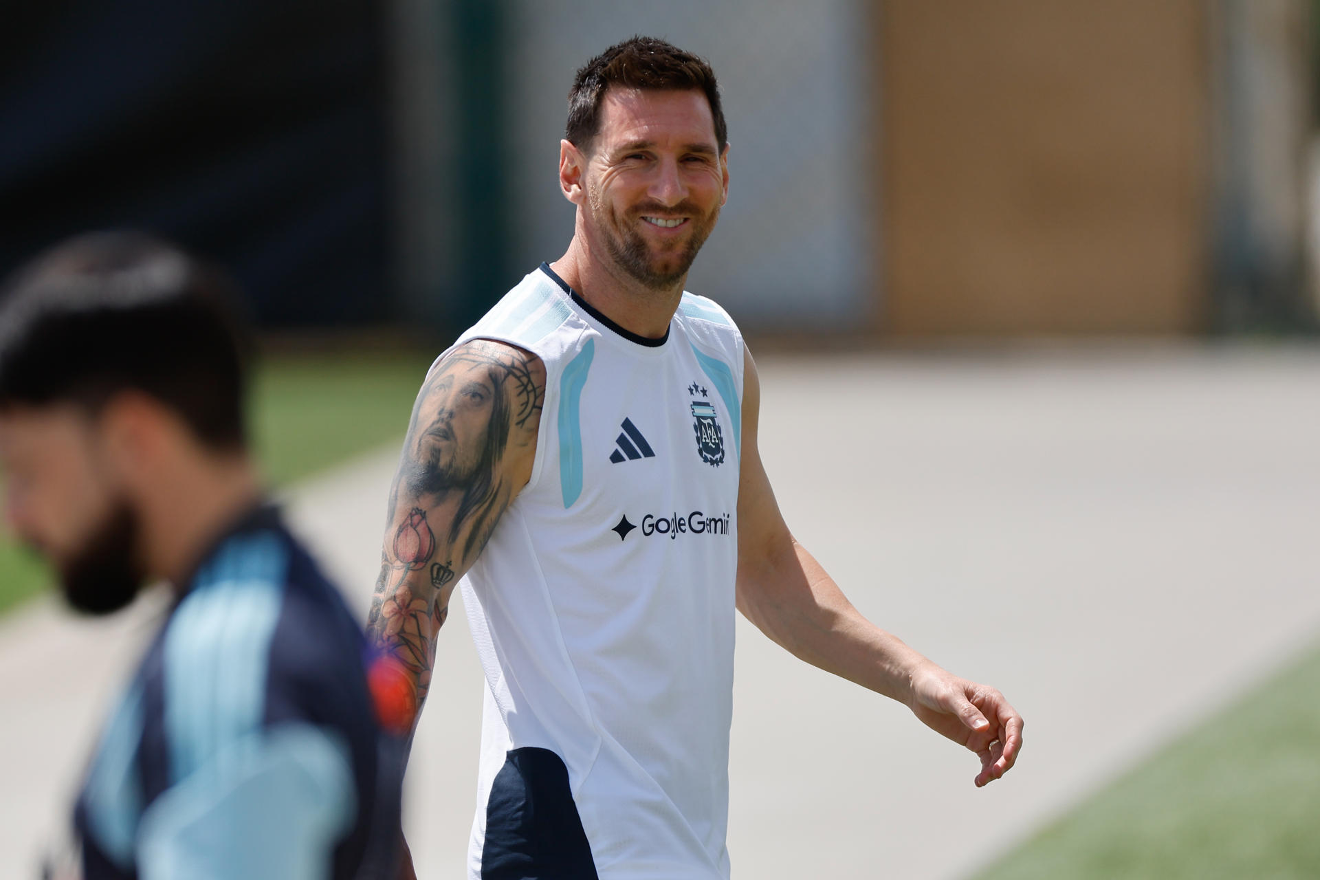 Lionel Messi durante un entrenamiento con Argentina en Kansas City. EFE/Juan Ignacio Roncoroni