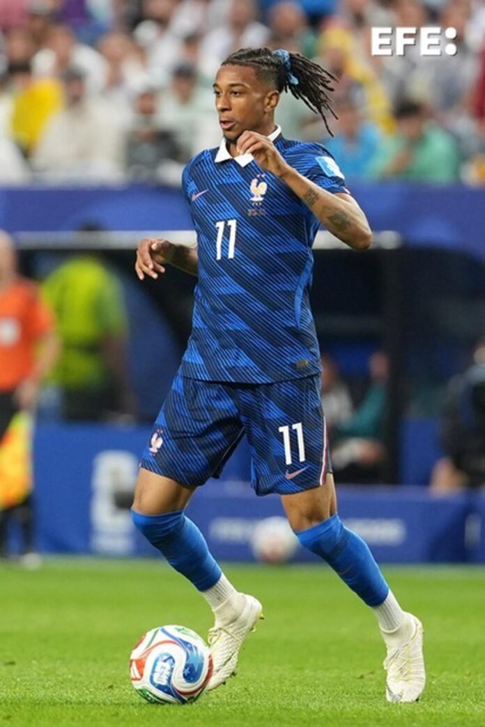 Michael Olise de Francia reacciona este lunes, en un partido del grupo I del Mundial de la FIFA 2026 entre Francia e Irak en el estadio Lincoln Financial en Filadelfia (Estados Unidos). EFE/ Octavio Guzmán
