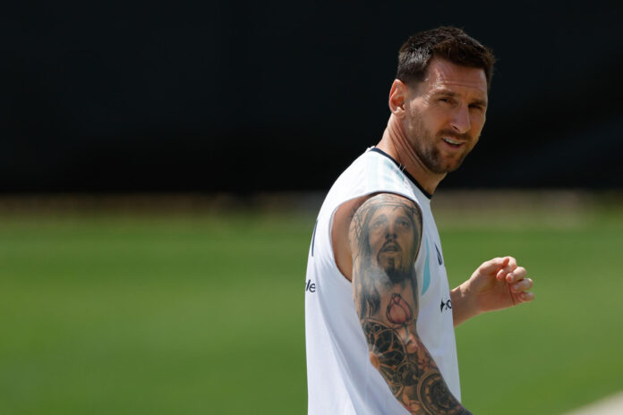 El delantero argentino Lionel Messi en el Sporting KC Training Center de Kansas (EEUU). EFE/ Juan Ignacio Roncoroni
