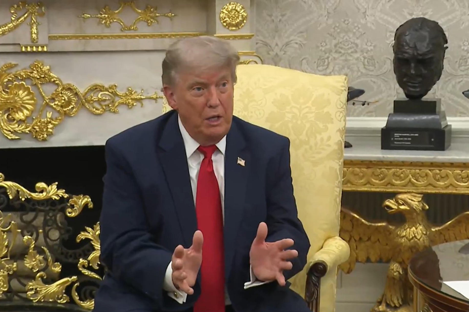 Captura de video de una transmisión de La Casa Blanca del presidente de EE.UU., Donald Trump, durante una rueda de prensa donde dijo este miércoles que España es un "desastre" como socio de la OTAN tras la negativa del Gobierno de Pedro Sánchez a autorizar el uso de bases en su territorio para la guerra contra Irán. EFE/ La Casa Blanca /SOLO USO EDITORIAL/ SOLO DISPONIBLE PARA ILUSTRAR LA NOTICIA QUE ACOMPAÑA (CRÉDITO OBLIGATORIO)
