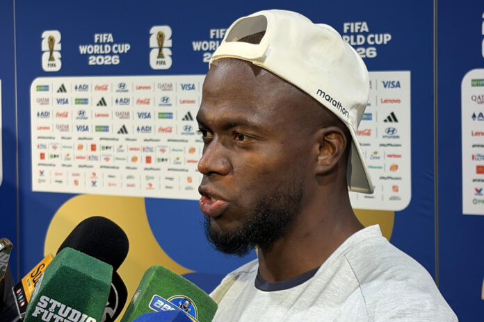 Enner Valencia, de Ecuador, habla en una rueda de prensa este jueves en el estadio MetLife, en Nueva Jersey (Estados Unidos). EFE/ Jan Téllez Asensio
