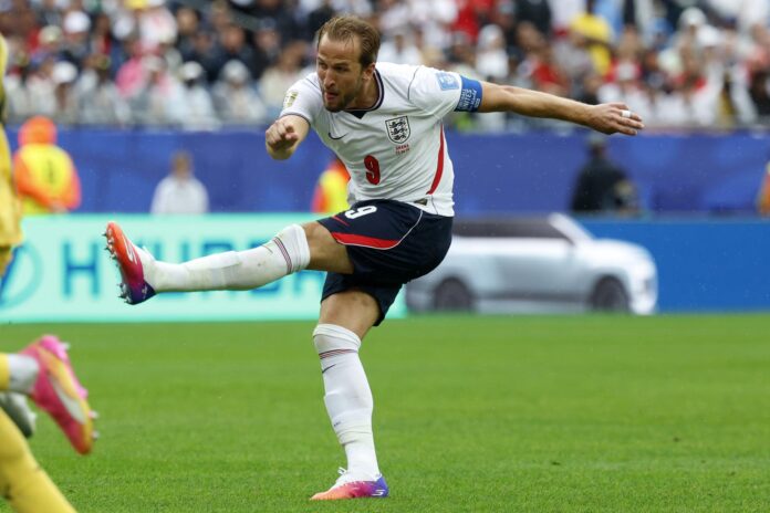 Fotografía del 23 de junio de 2026 en la que se observa a Harry Kane, de Inglaterra, en acción durante el partido de la fase de grupos de la Copa Mundial de la FIFA 2026 entre Inglaterra y Ghana, en Boston, Massachusetts (EE.UU.). EFE/GREG M. COOPER
